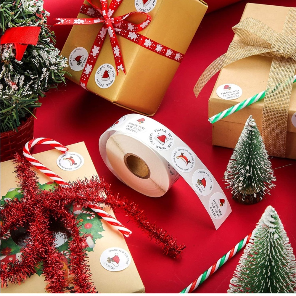 🎅🏽 100 Thank You - Merry Christmas Package Stickers - Picture 3 of 6